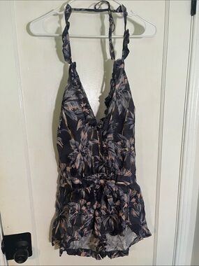 Halter Romper navy and pink